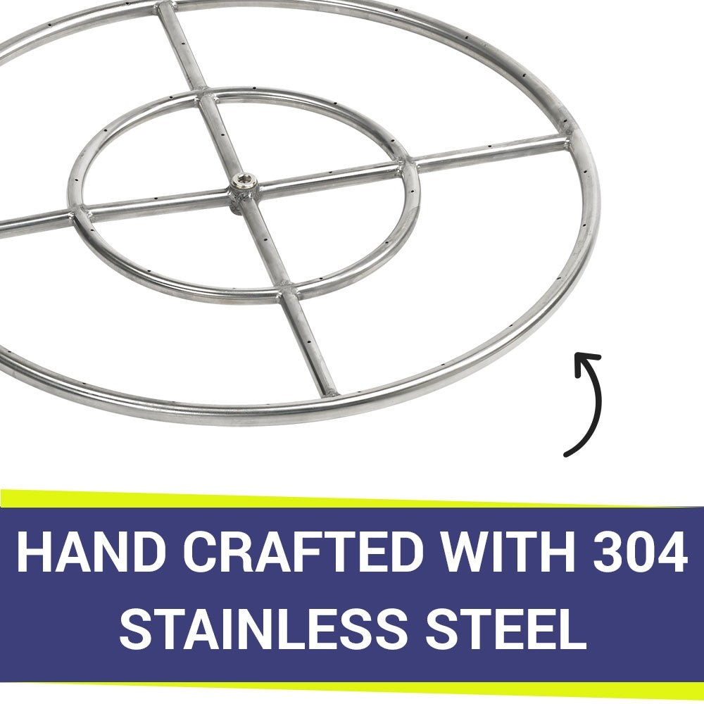 American Fire Glass - 24" Double-Ring SS Burner with a 1/2" Inlet