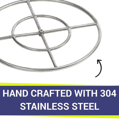 American Fire Glass - 24" Double-Ring SS Burner with a 1/2" Inlet
