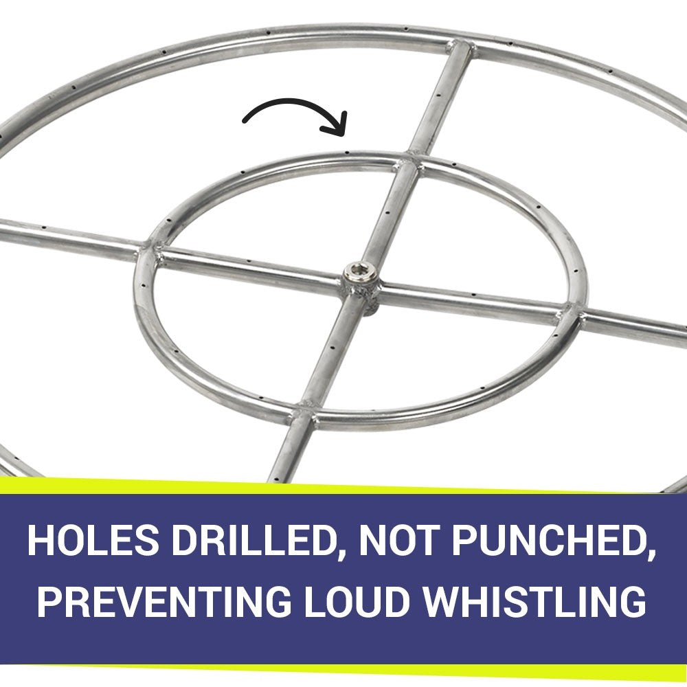 American Fire Glass - 24" Double-Ring SS Burner with a 1/2" Inlet