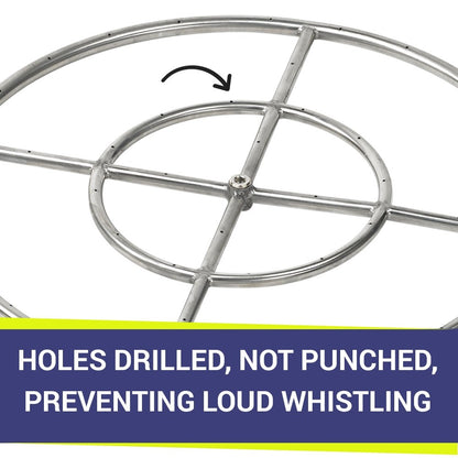 American Fire Glass - 24" Double-Ring SS Burner with a 1/2" Inlet