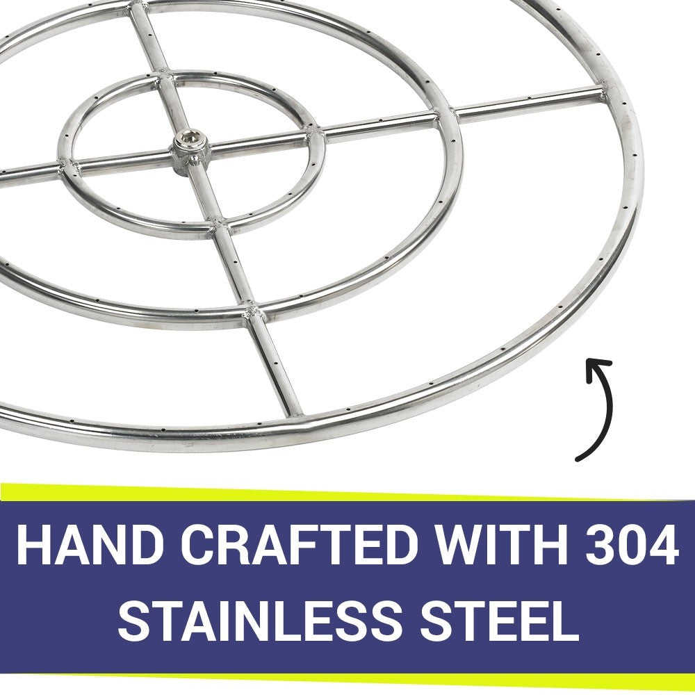 American Fire Glass - 30" Triple-Ring SS Burner with a 3/4" Inlet