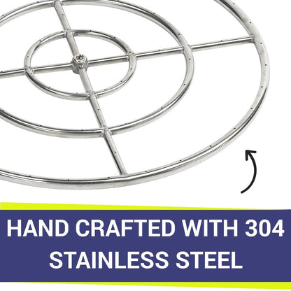 American Fire Glass - 30" Triple-Ring SS Burner with a 3/4" Inlet