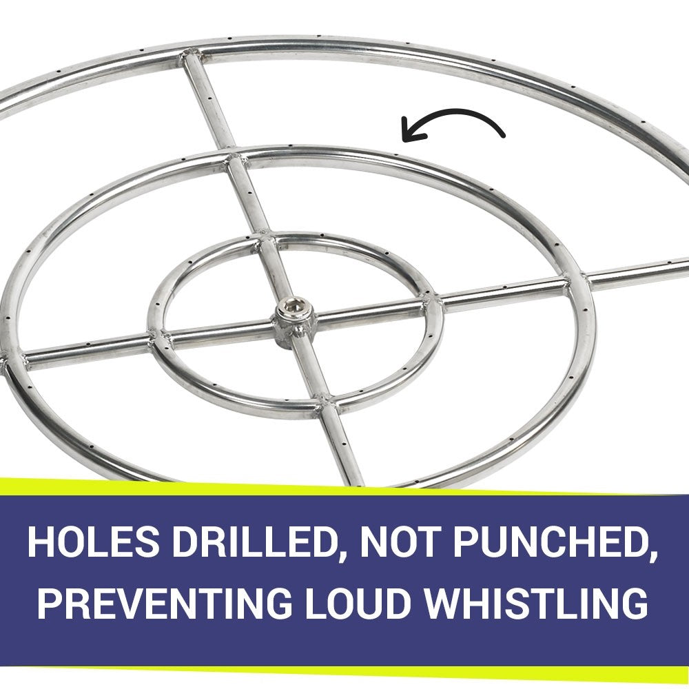 American Fire Glass - 30" Triple-Ring SS Burner with a 3/4" Inlet