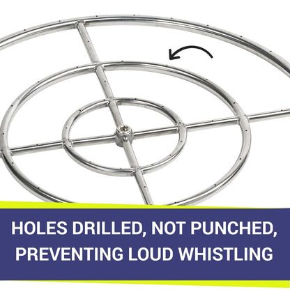 American Fire Glass - 30" Triple-Ring SS Burner with a 3/4" Inlet