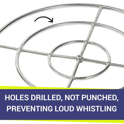 American Fire Glass - 36" Triple-Ring SS Burner with a 3/4 Inlet