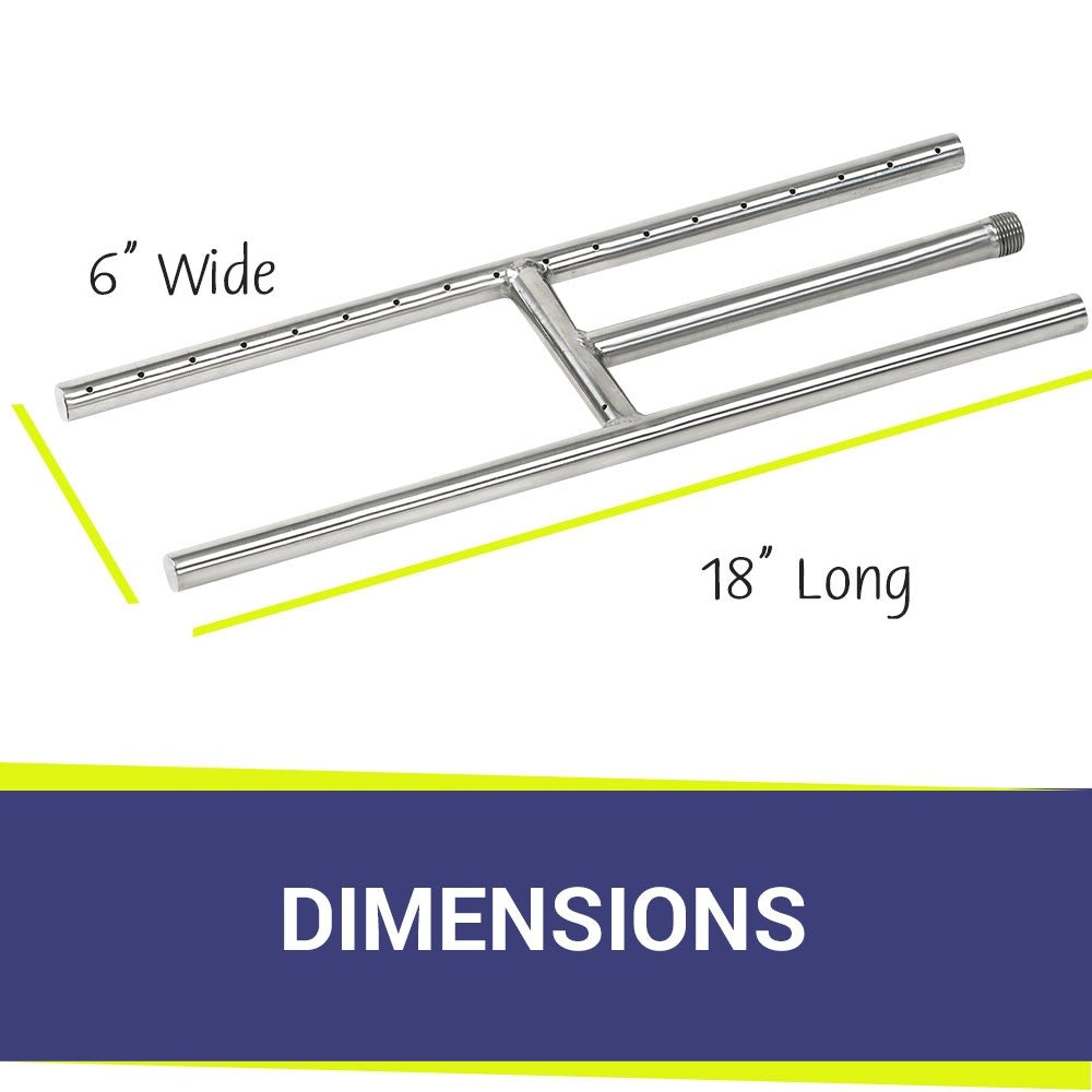 American Fire Glass - 18" H-Style Burner (18" x 6")