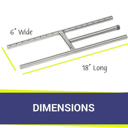 American Fire Glass - 18" H-Style Burner (18" x 6")