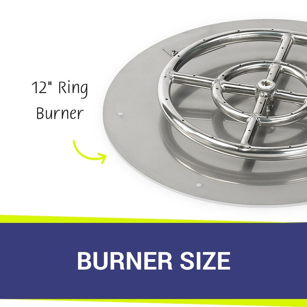 American Fire Glass - 18" Round SS Flat Plan w/12" Fire Ring