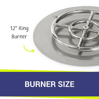 American Fire Glass - 18" Round SS Flat Plan w/12" Fire Ring