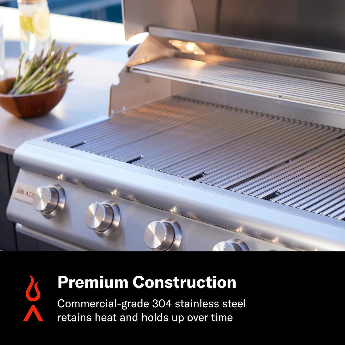 Blaze - LTE+ 40-in 5-Burner Built-In Propane Grill w/ Lift-Assist Hood & Rear Infrared Burner - BLZ-5LTE3