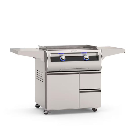 Fire Magic Echelon Diamond E660i Black Glass Freestanding Propane/Natural Gas Gourmet Griddle w/ Stainless Steel Cover