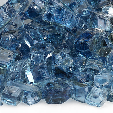American Fire Glass - 1/2" Pacific Blue Reflective, 10 lb. Jar Fire Glass