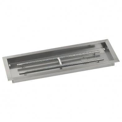 American Fire Glass - 30" x 10" SS Rectangular Drop-In FirePit Pan w/H Burner
