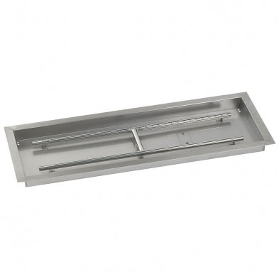 American Fire Glass - 36" x 12" SS Rectangular Drop-In Fire Pit Pan w/H Burner