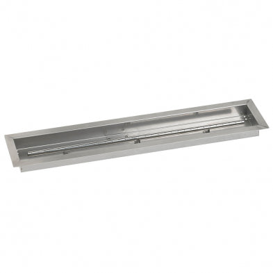 American Fire Glass - 60" x 6" SS Linear Drop-In Fire Pit Pan w/T-Burner