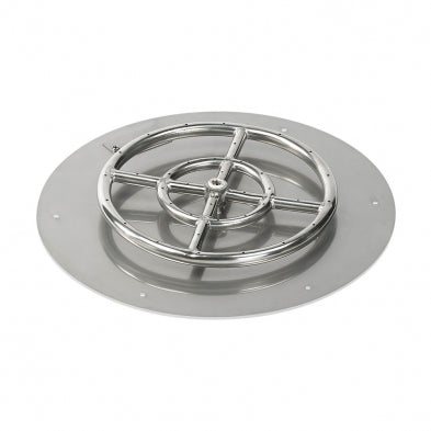American Fire Glass - 18" Round SS Flat Plan w/12" Fire Ring