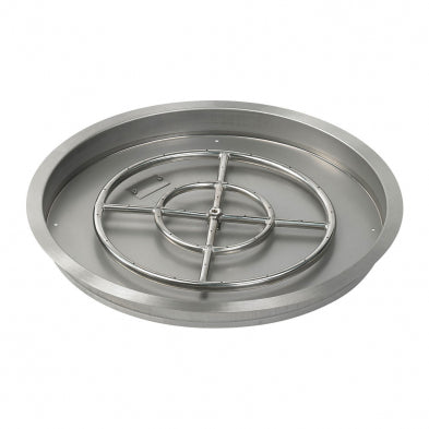 American Fire Glass - 25" Round SS Drop-In FirePit Pan w/18" Fire Ring