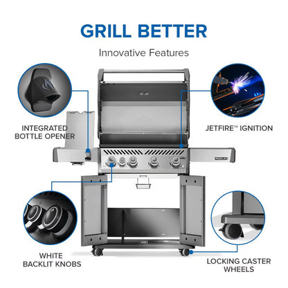 Napoleon Rogue PRO 525 4-Burner Propane Grill w/ Side Burner  Rp525sibpss-2