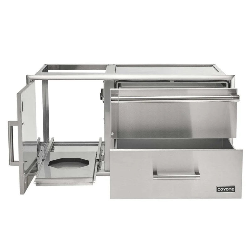 Coyote 42" Access Door With Storage & Warming Drawer Combo