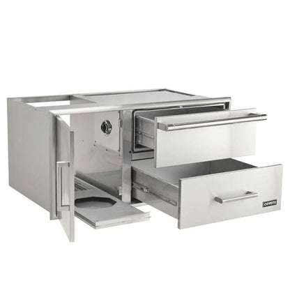 Coyote 42" Access Door With Storage & Warming Drawer Combo