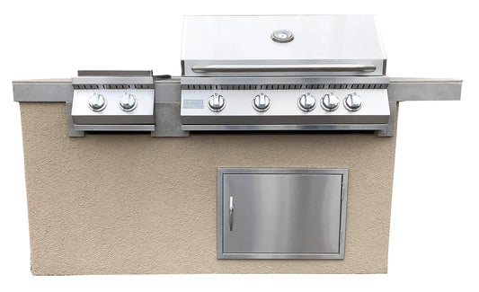 Kokomo Island - Antigua 6' BBQ Built In BBQ Grill Side Burner and Bar on one Side