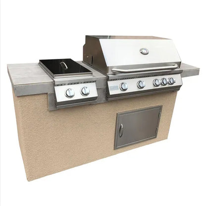 Kokomo Island - Antigua 6' BBQ Built In BBQ Grill Side Burner and Bar on one Side