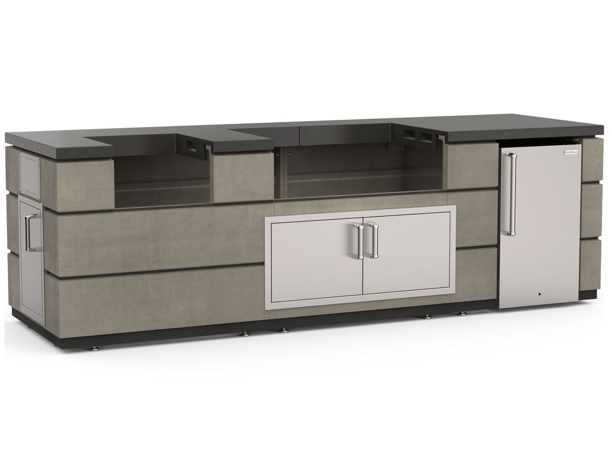 Fire Magic 9 1/2-Foot Contemporary Island Bundle with Smoke Base & Polished Black Lava Countertop SKU: IP79-SMR-115BA
