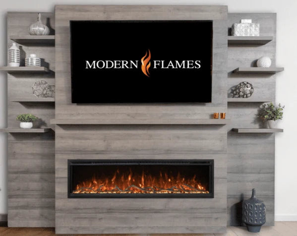 Modern Flames Allwood Media Wall Side Panel with Shelves for 60" Orion Slim - Weathered Walnut (OFWS-SIDE-WW)